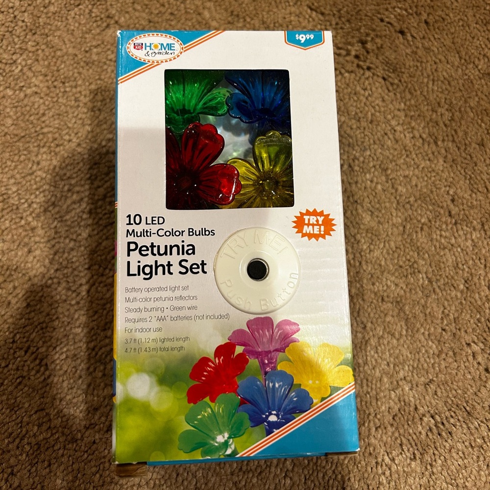 Home & Garden 10 LED Multi-Color Bulbs Pentunia Indoor Battery Operated Lights